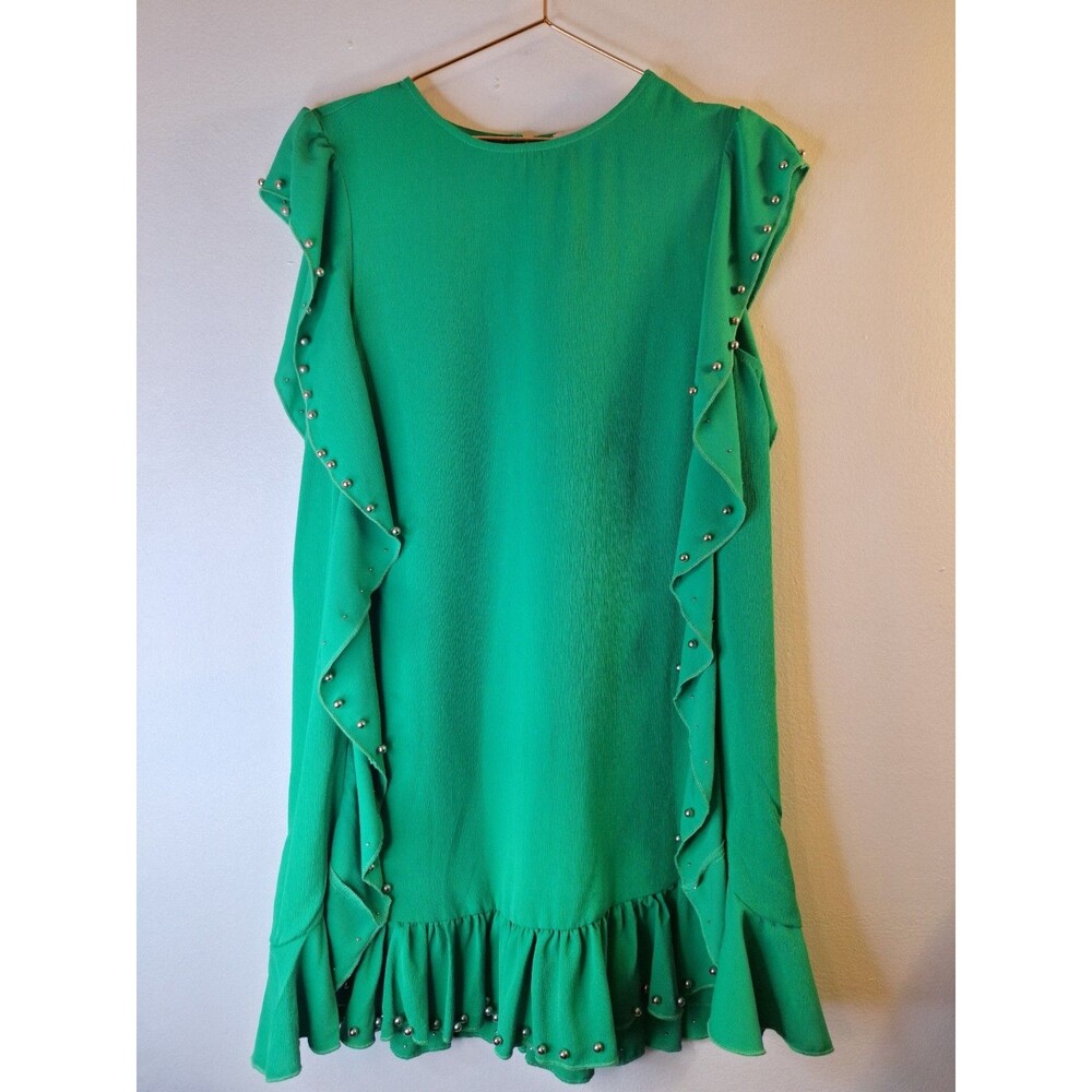 M GIRLS by MATERIAL GIRLS Kelly Green Beaded Shift Dress Sz M Cocktail Party‎